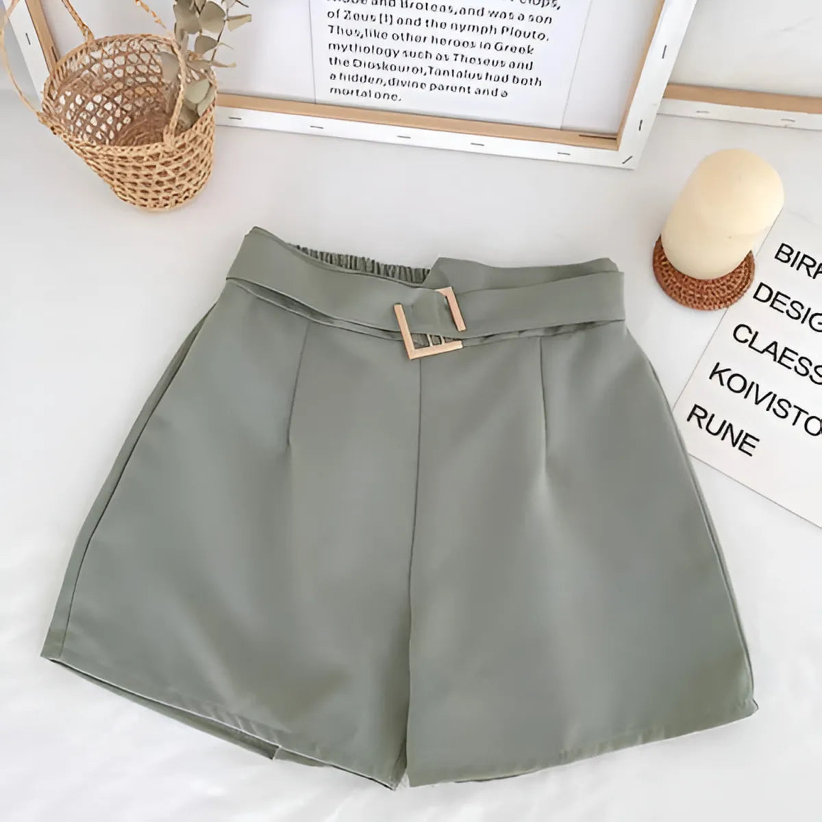 Solid High Waist Shorts