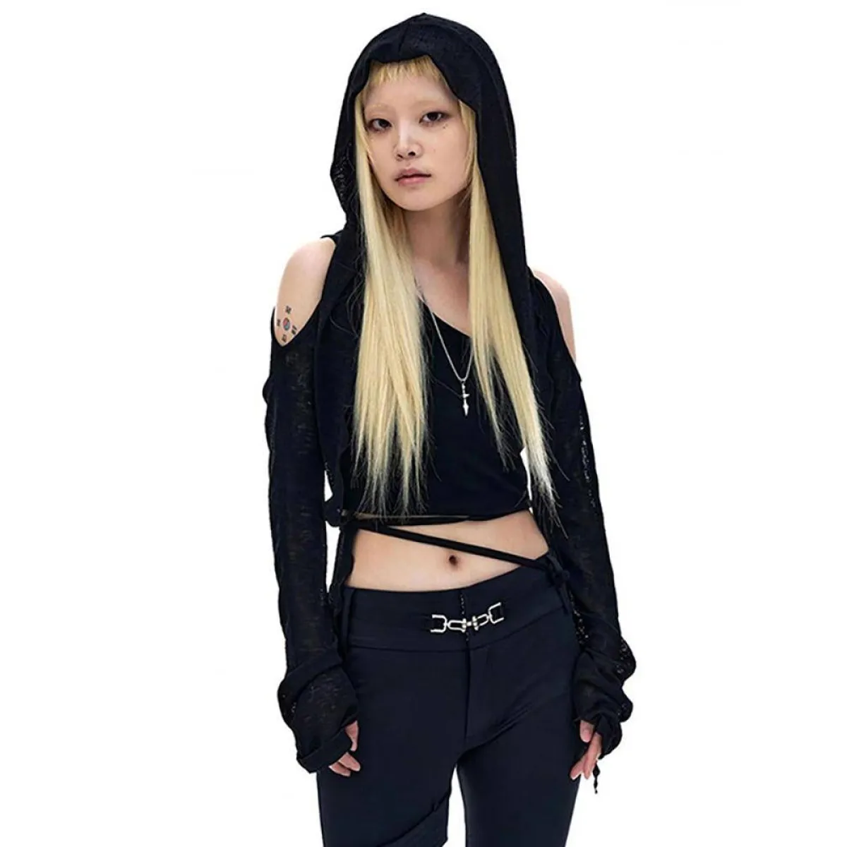 Hooded Long Sleeve Crop Top
