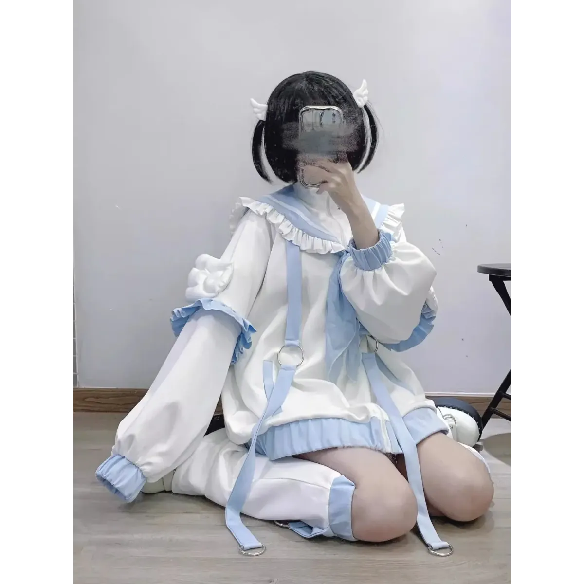 Kawaii Sailor Ruffle Hoodie Set