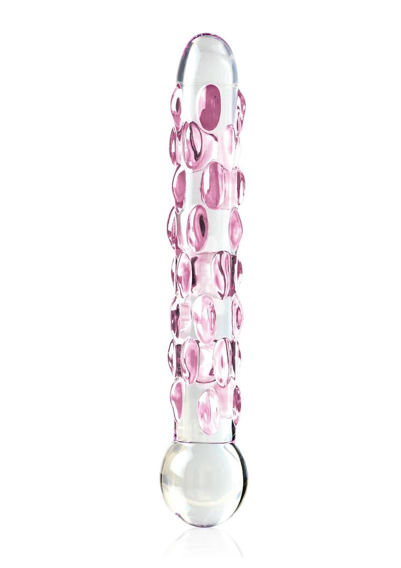 Icicles Hand Blown Clear And Purple Textured Glass Dildo