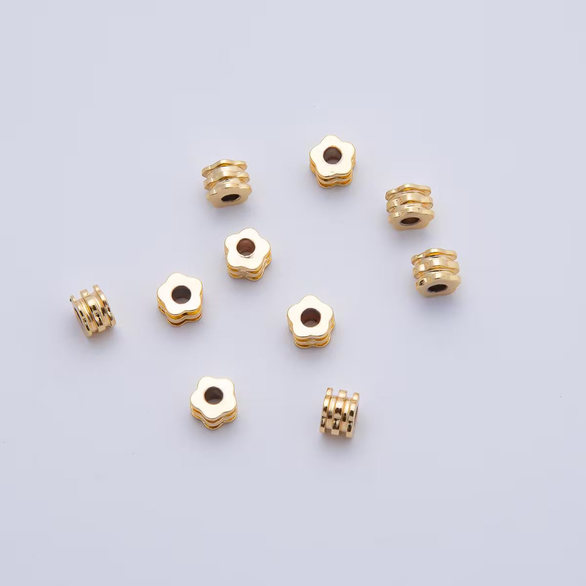 18K Gold Filled 8mm Textured Flower Spacer Bead Set by 10 | B303