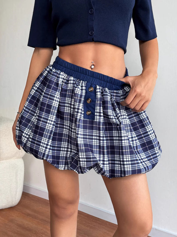 Y2K Retro Plaid Flower Bud Skirt