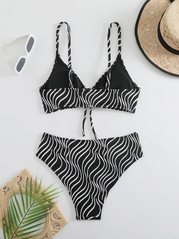 Stripe print bikini