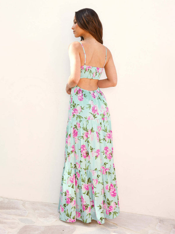 Sexy backless suspender bohemian seaside holiday dress