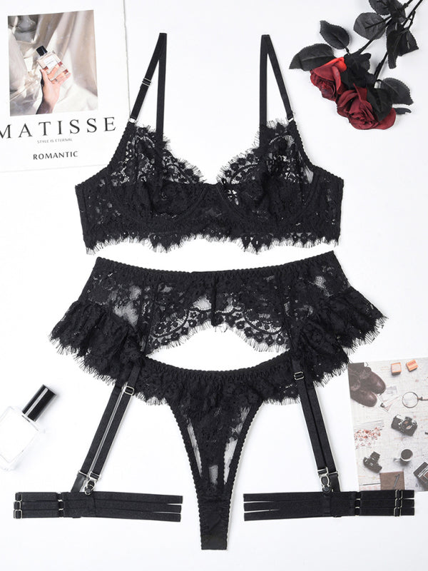 Sexy lace suspenders four-piece set