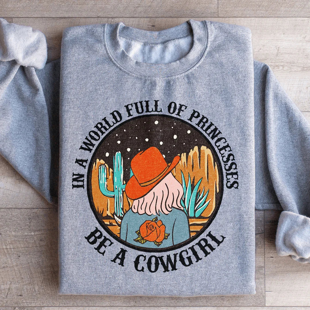 In A World Full Of Princesses Be A Cowgirl Sweatshirt