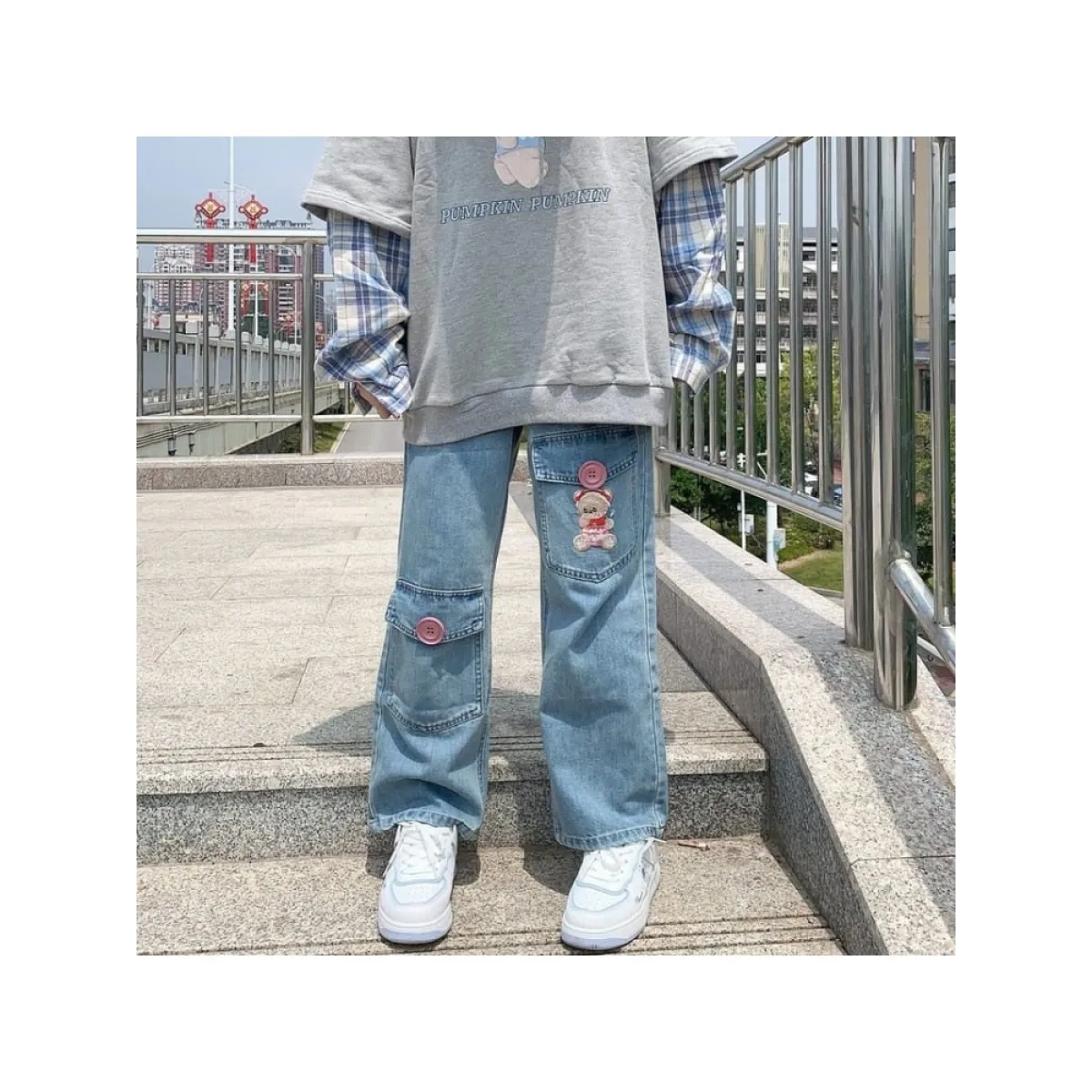Japan Preppy Style Denim Trousers
