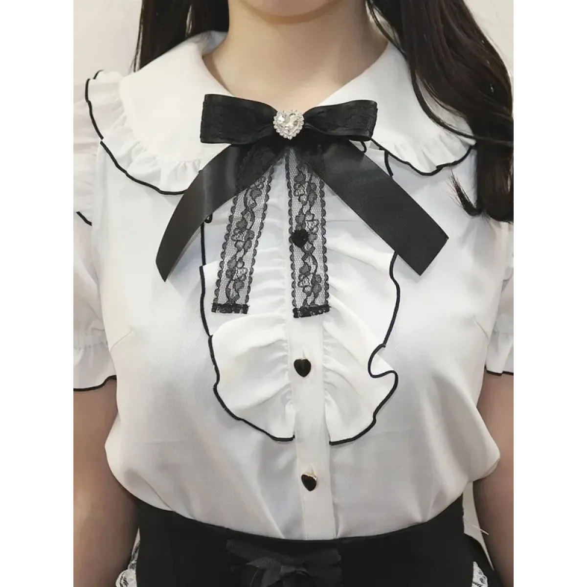Sweet Lolita Ruffled Blouse - Bow Top, Kawaii Y2K Aesthetic