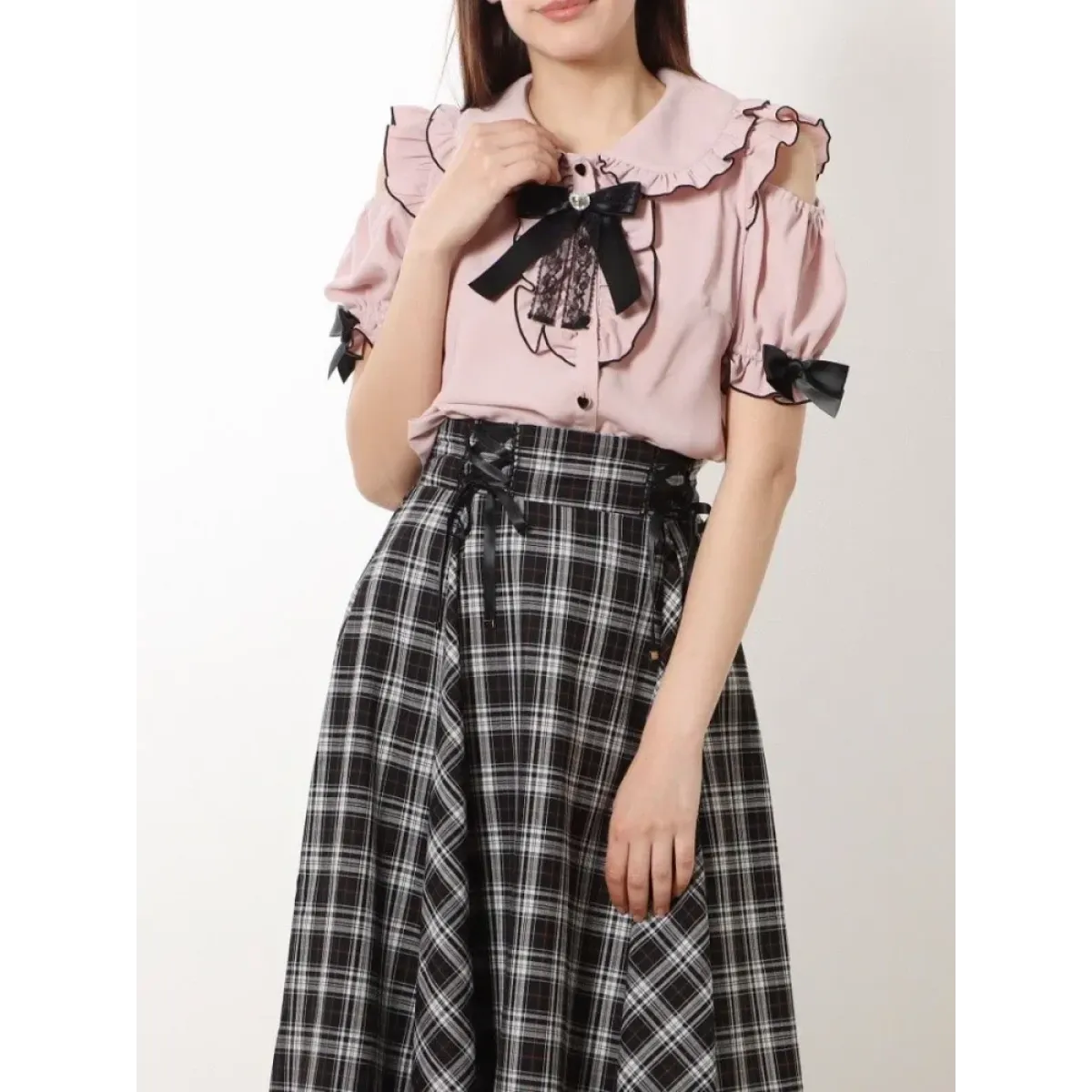 Sweet Lolita Ruffled Blouse - Bow Top, Kawaii Y2K Aesthetic