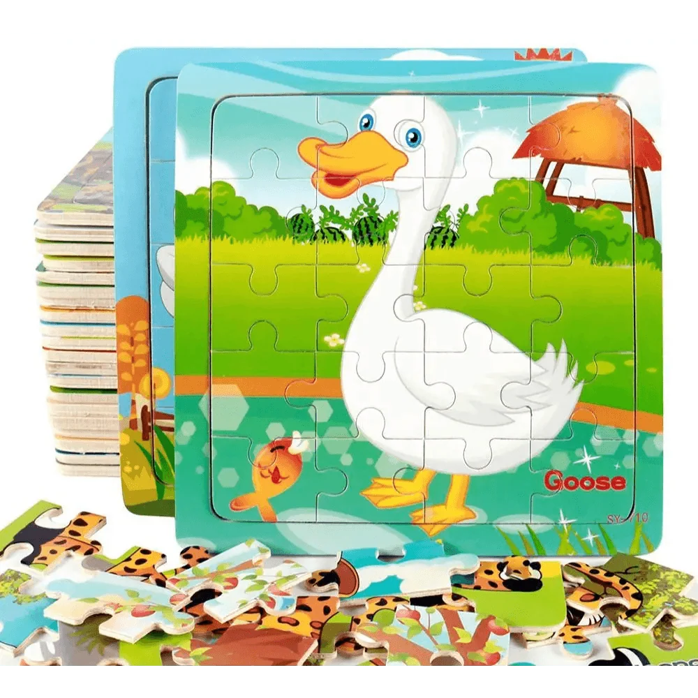 Kids Puzzle Toy Animals and Vehicle Wooden Puzzles Jigsaw Baby Educational Learning Toys for Children Gift
