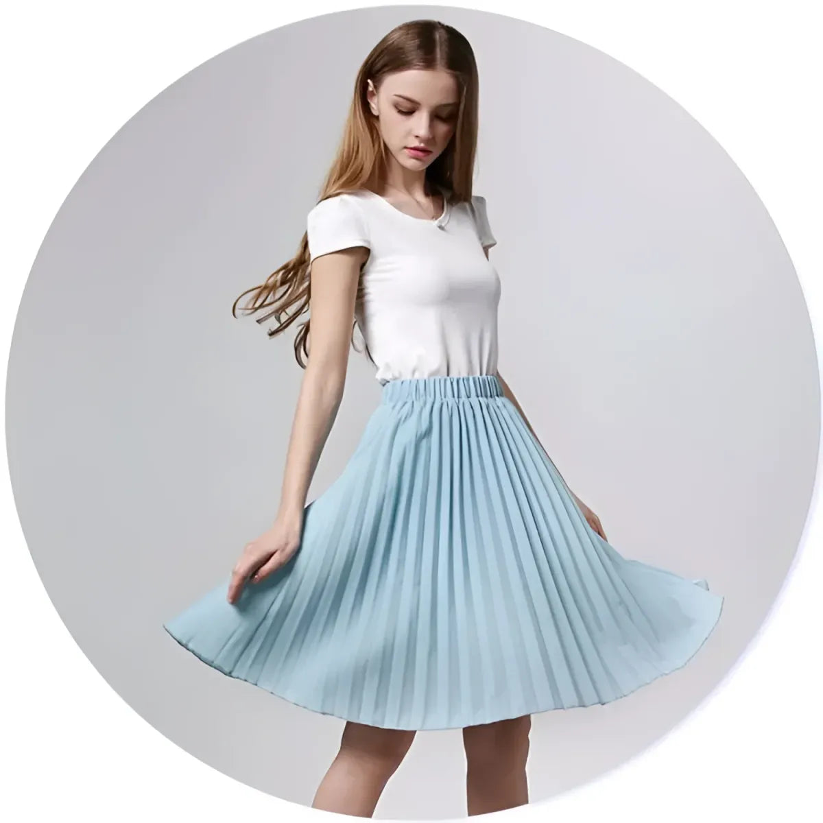 Knife-Pleated Chiffon Skirt