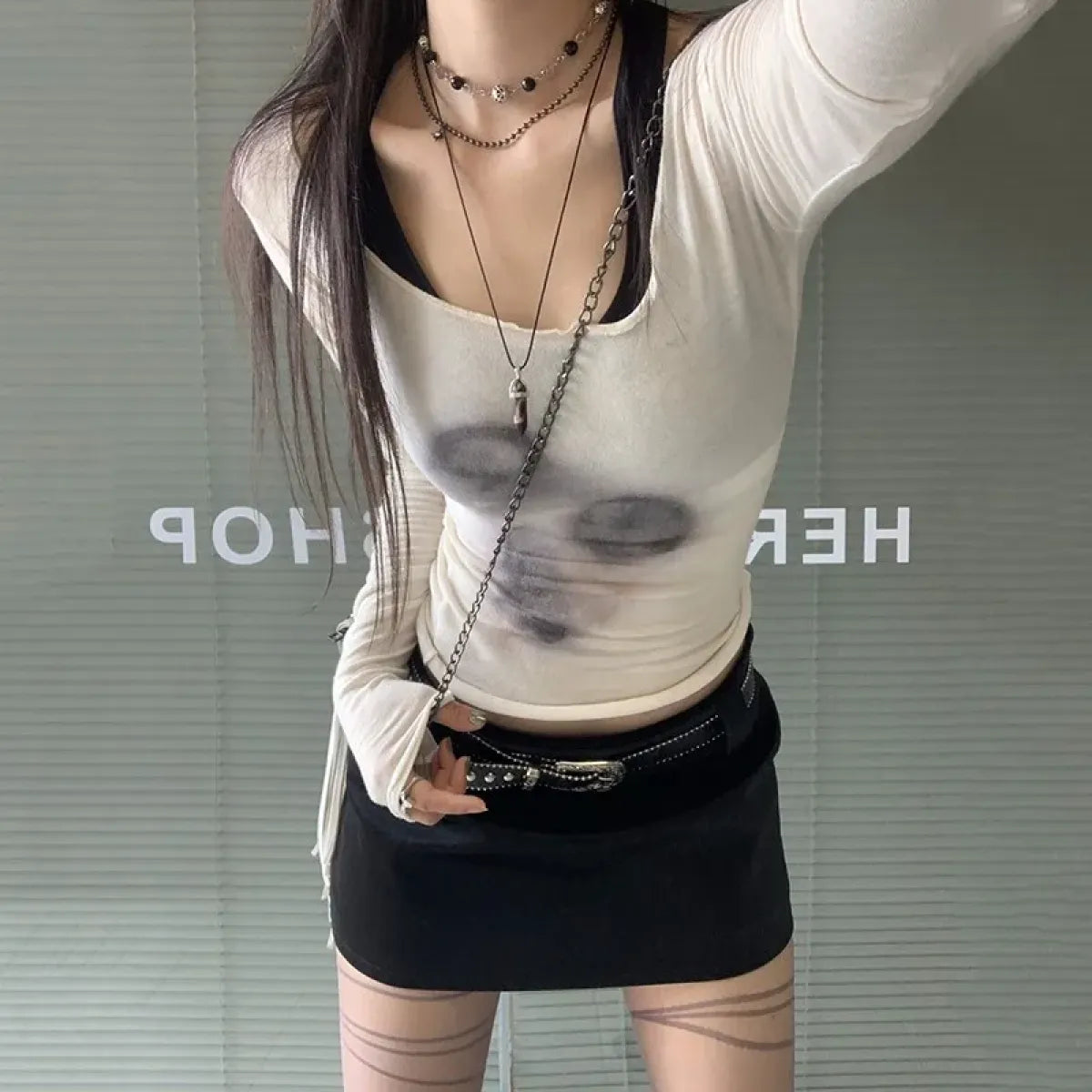 Korean Fairycore See-through Crop Top