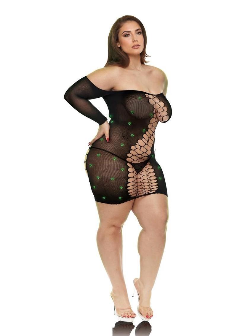 Lapdance Diamond Mesh Cutout Dress