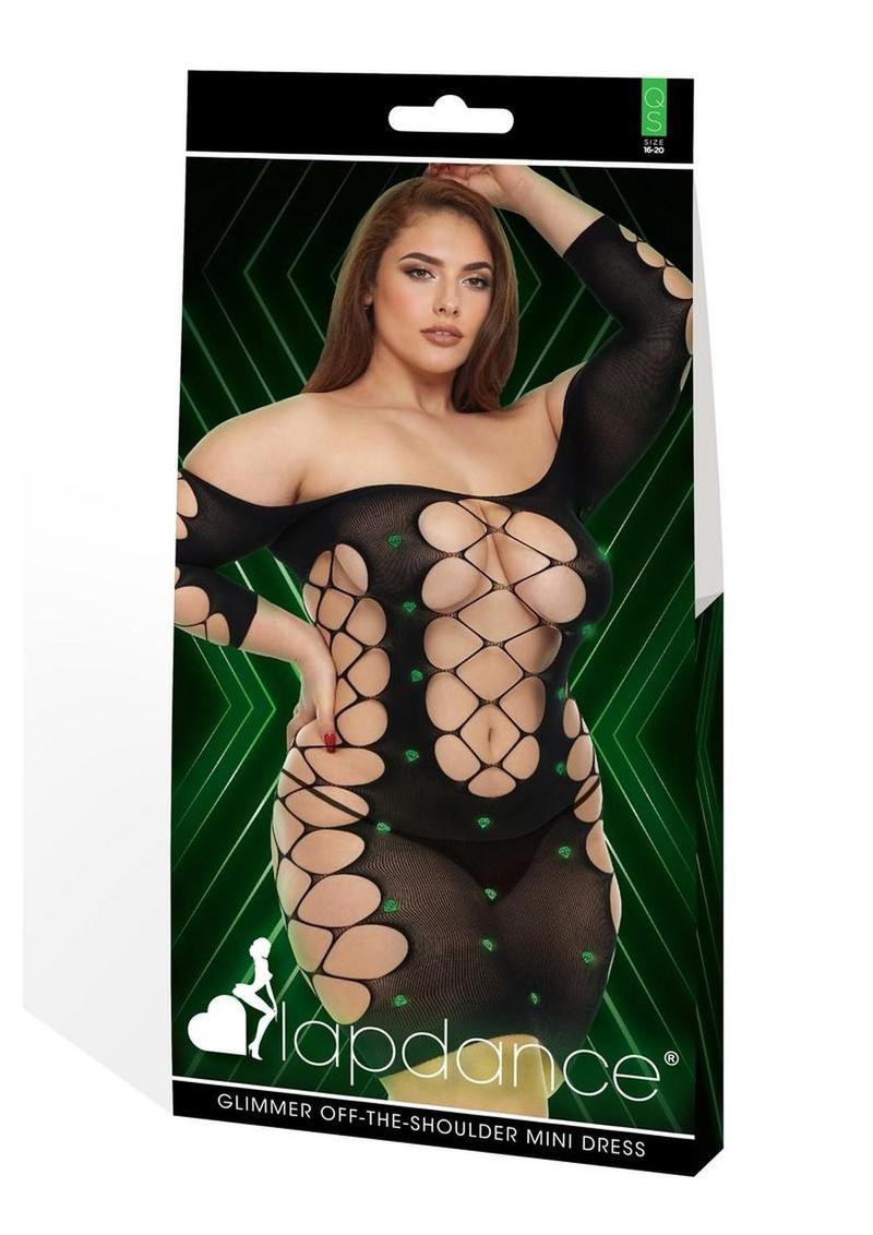 Lapdance Glimmer Off Shoulder Mini Dress