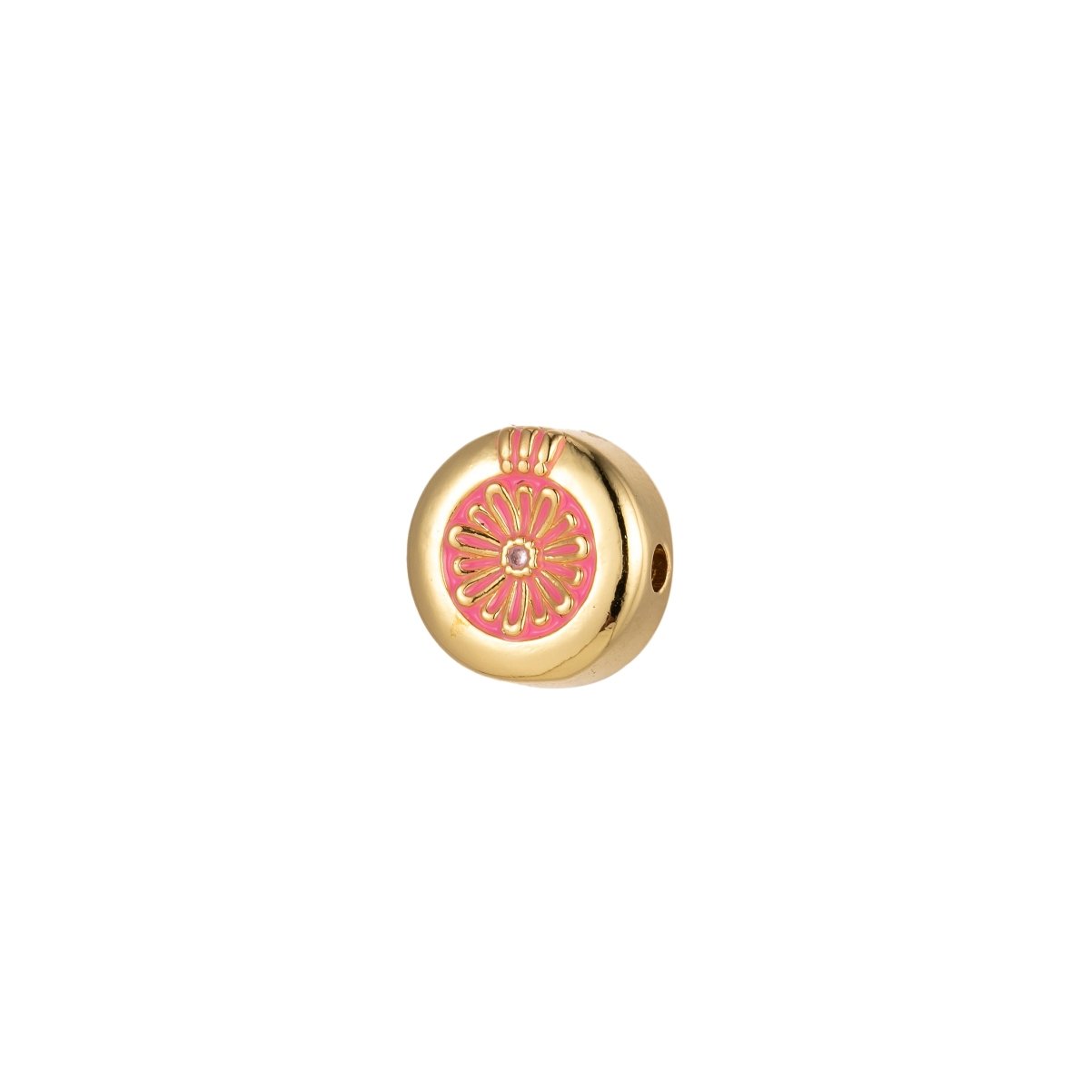 Large Hole Round Daisy Charm for Necklace Pendant Pave Beads, Flower Big Hole Spacer Beads, Large Hole Spacer Dangle Charm B-531 to B-538