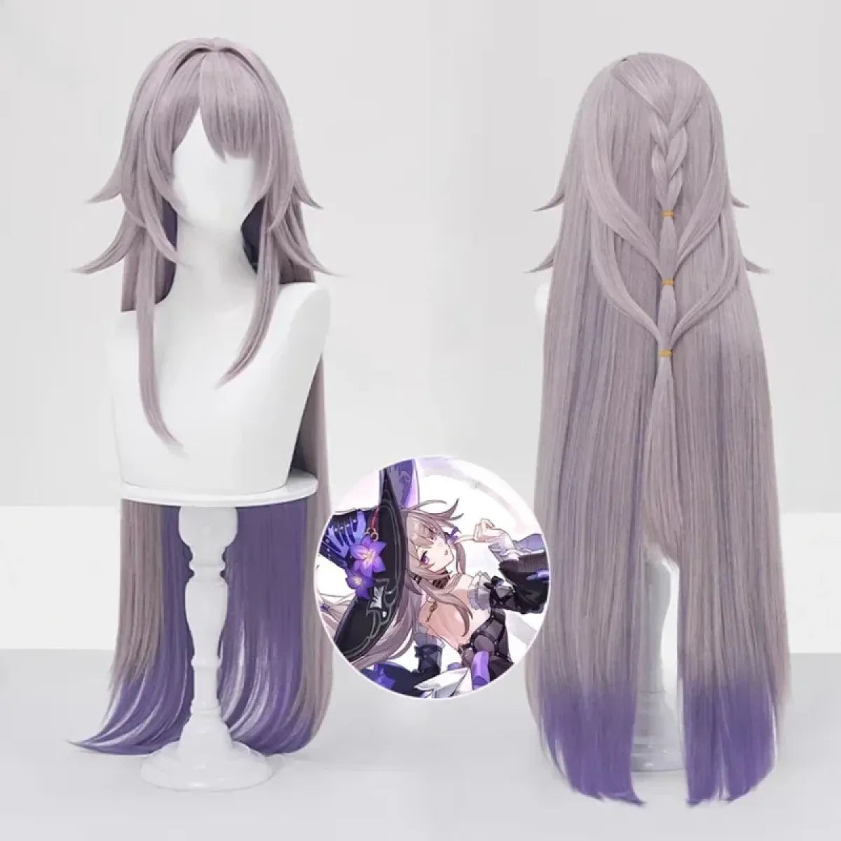 Lavender Herta Cosplay Wig – Long Straight Gradient Purple Hair