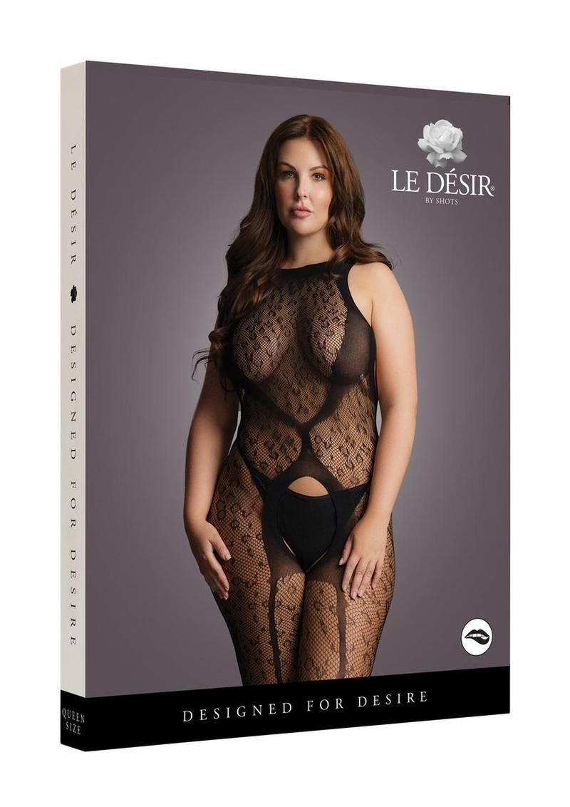 Le Desir Crotchless Leopard Bodystocking With High Quality material