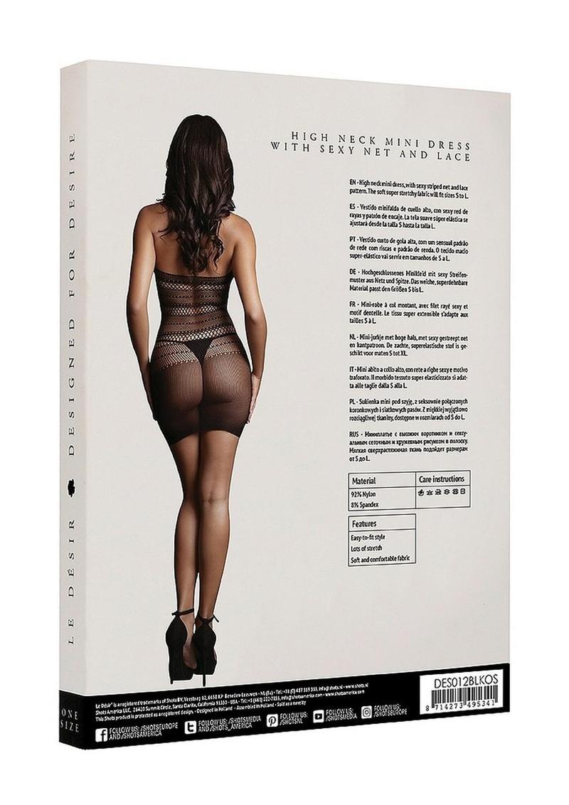 Le Désir High Lace Neck Net Dress