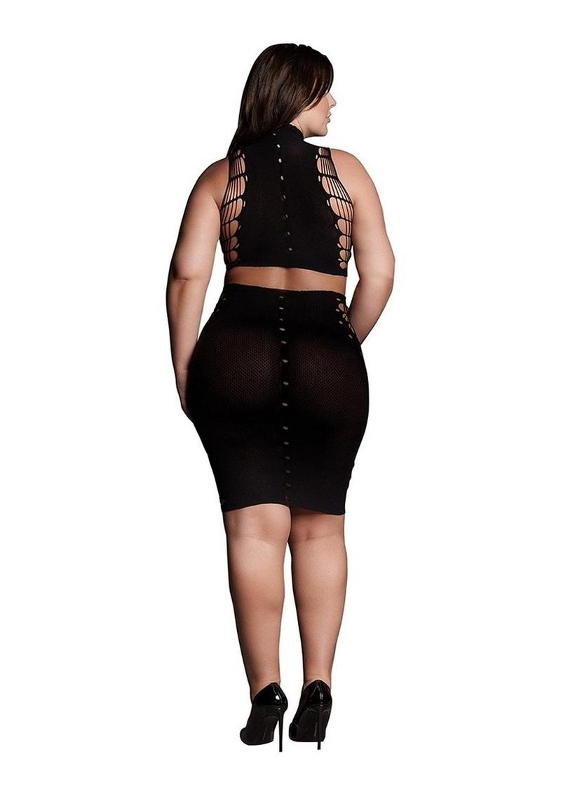 Le Désir Shade Kala Two-Piece Turtleneck Crop Top And Skirt Set