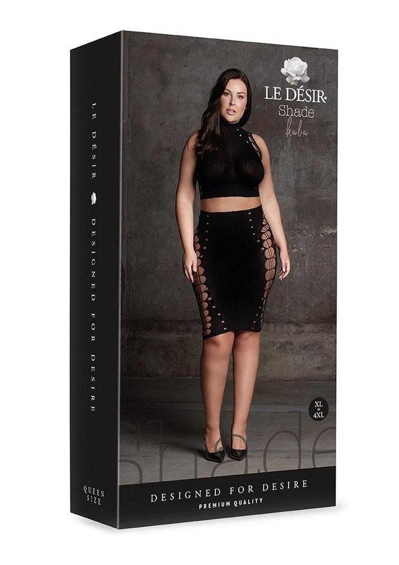 Le Désir Shade Kala Two-Piece Turtleneck Crop Top And Skirt Set