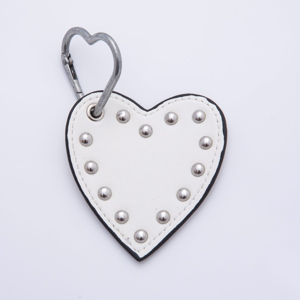 White, Black, Purple, Orange, Brown, Pink, Green Heart Stud Leather Bag Charm Keychain Accessories | WB-00088 ~ WB-00094