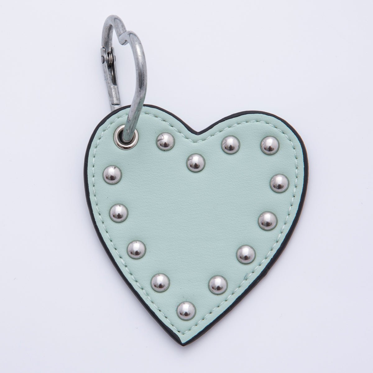 White, Black, Purple, Orange, Brown, Pink, Green Heart Stud Leather Bag Charm Keychain Accessories | WB-00088 ~ WB-00094