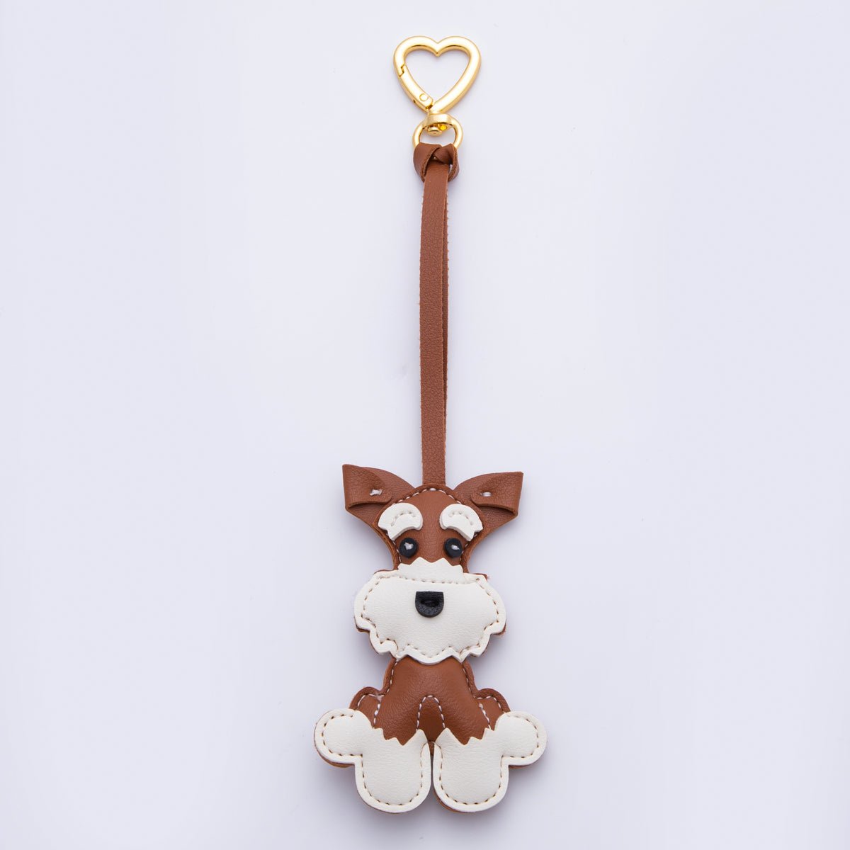 Leather Schnauzer Dog Print Keyring Purse Bag Backpack Charm Accessory WB-00020