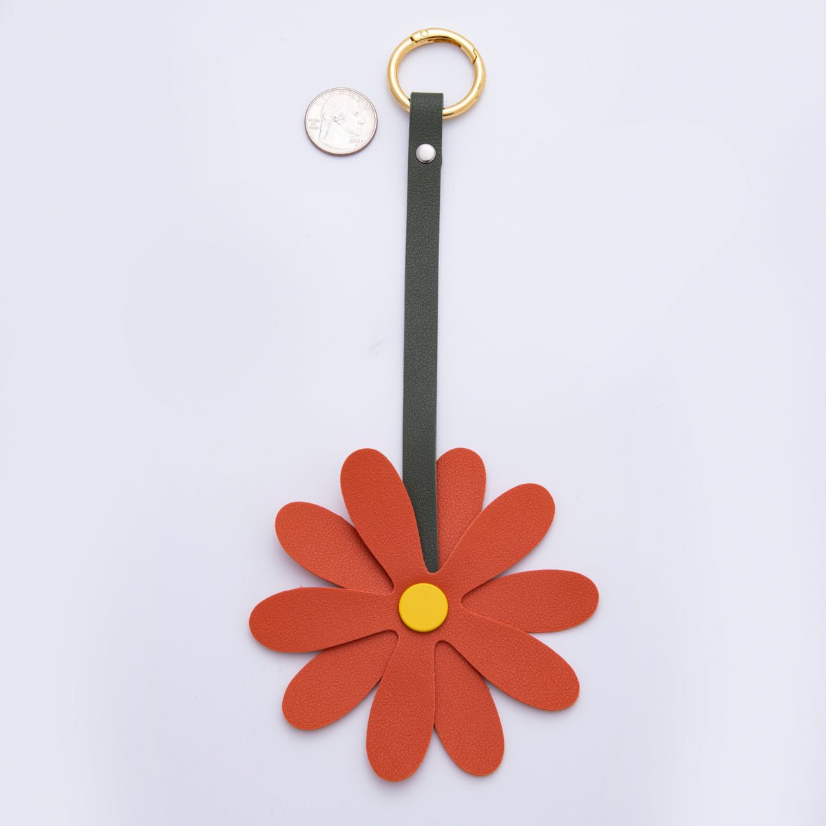 Leather Sun Flower Keyring Purse Bag Backpack Charm Flower Accessory WB-00012