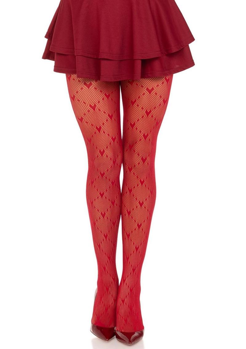 Leg Avenue Love Struck Heart Net Tights