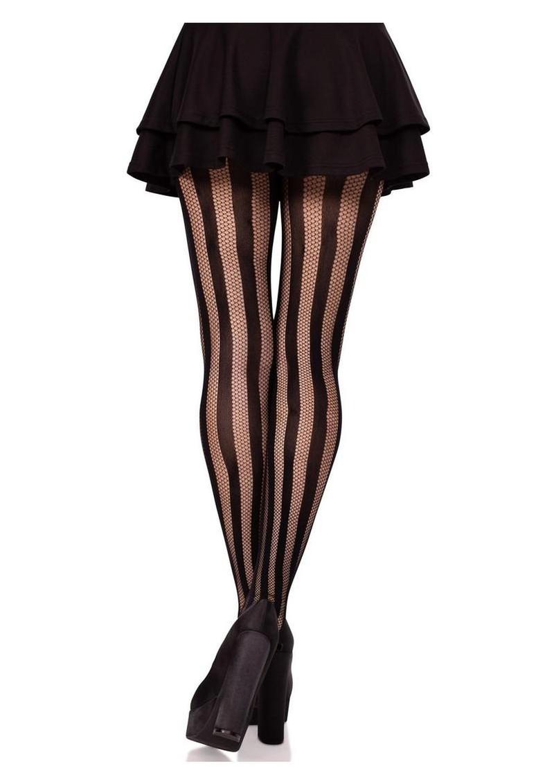 Leg Avenue Net and Opaque Striped Tights