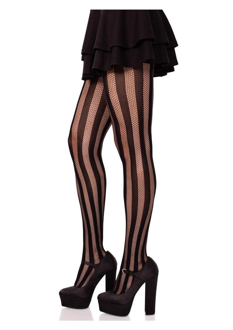Leg Avenue Net and Opaque Striped Tights