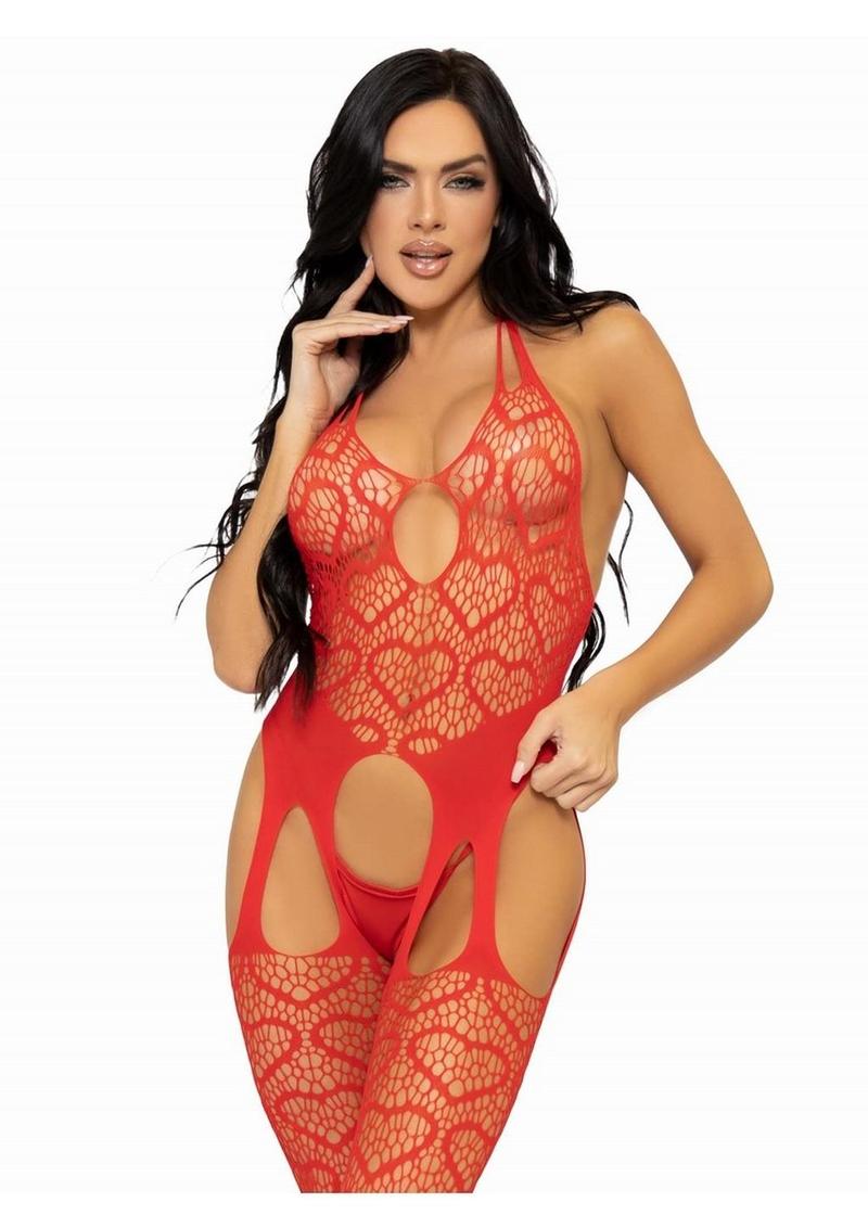 Leg Avenue Seamless Heart Net One Size Suspender Bodystocking