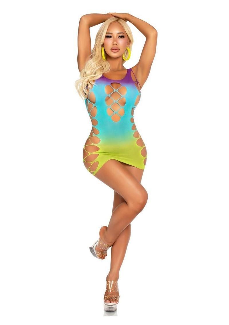 Ombre Lace-Up Mini Dress