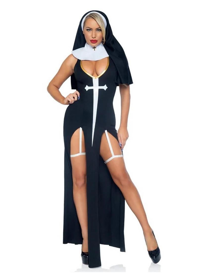 Sultry Sinner Dual Slit Garter Dress