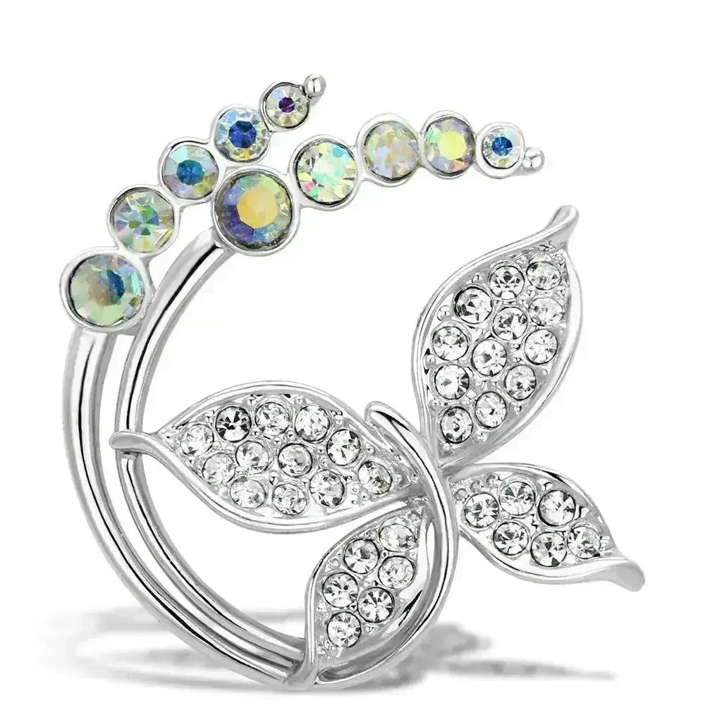 LO2861 - Flash Gold White Metal Brooches with Top Grade Crystal in