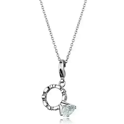 LO3490 - Rhodium Brass Pendant with AAA Grade CZ in Clear