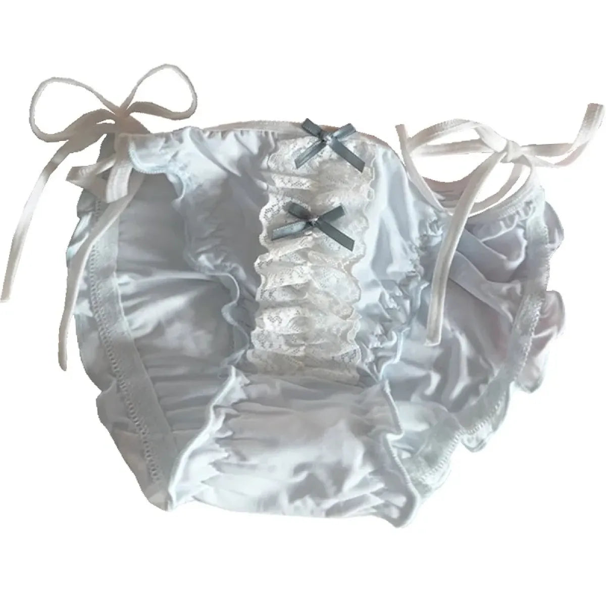 Lolita Lace Ruffle Bow Panties – Cute Low Waist Tie-Up Briefs