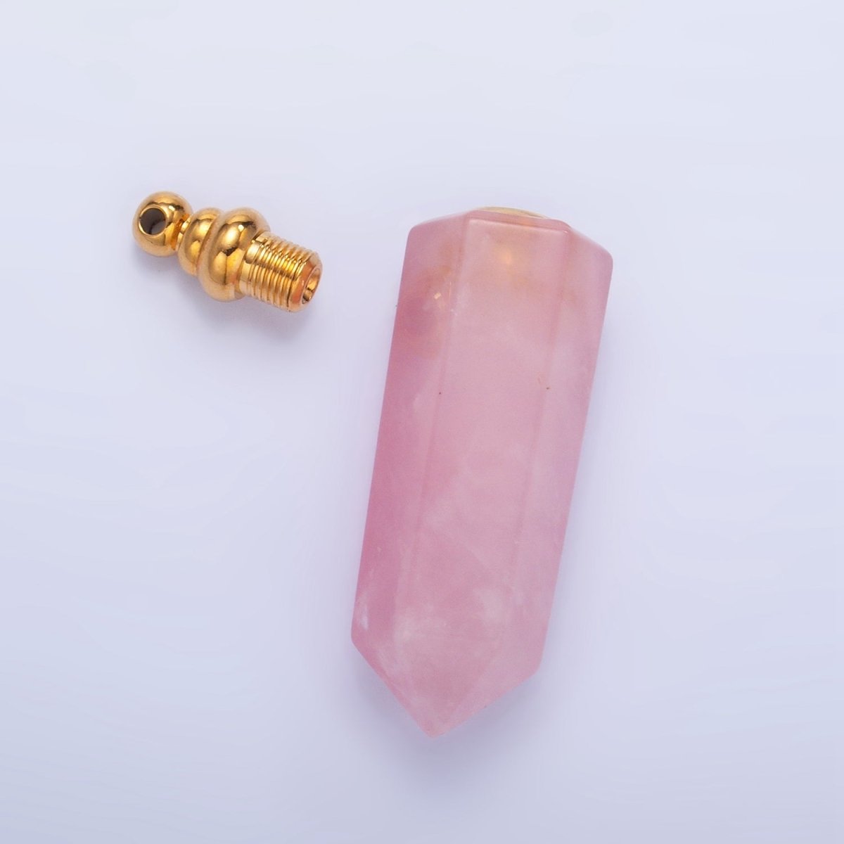 Long Pointed Crystal Vial Perfume Bottle Charm Rose Quartz Amethyst Aventurine Gemstone Essential Oil Bottle Pendant
