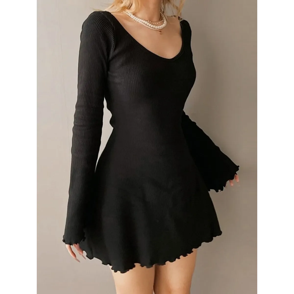 Solid Casual Knitted Dresses