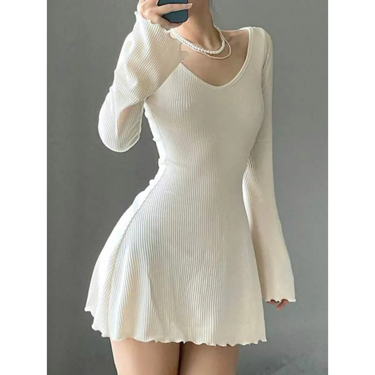 Solid Casual Knitted Dresses