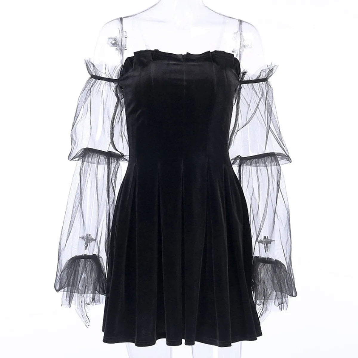Mesh Long Sleeve Gothic Dress