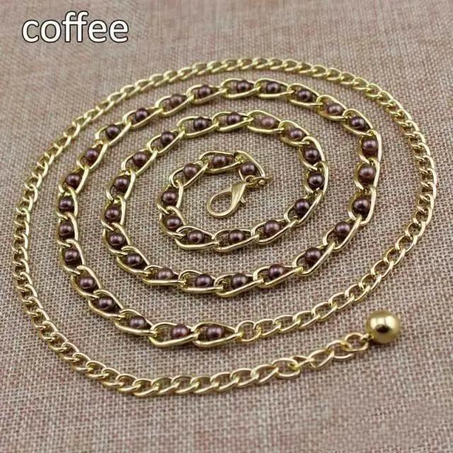 Luxurious Metal Adjustable Thin Strap Body Link Belts For Women Fashion Long Tassel Belly Metal Chain Waistbands For Women