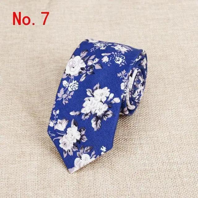 Luxury Flower Handmade Cotton Ties For Men Classic Colorful Printed Floral Designs Necktie For Wedding