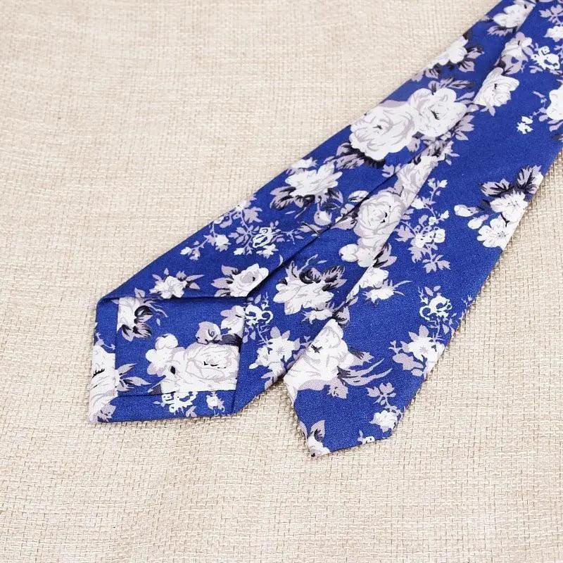 Luxury Flower Handmade Cotton Ties For Men Classic Colorful Printed Floral Designs Necktie For Wedding