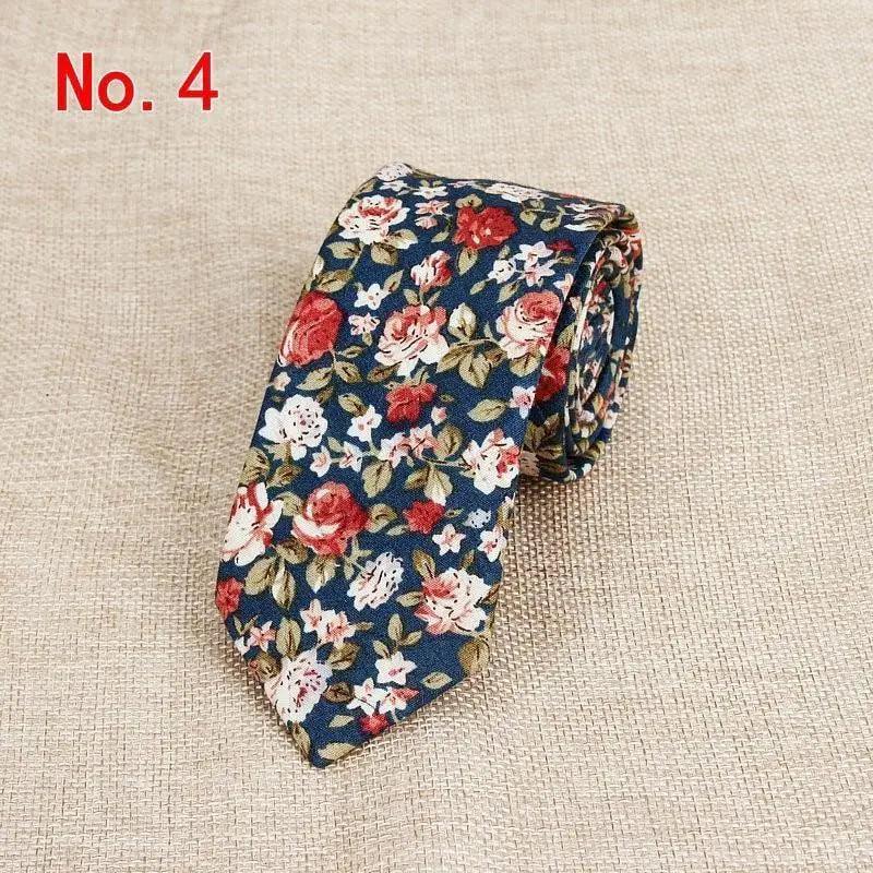 Luxury Flower Handmade Cotton Ties For Men Classic Colorful Printed Floral Designs Necktie For Wedding