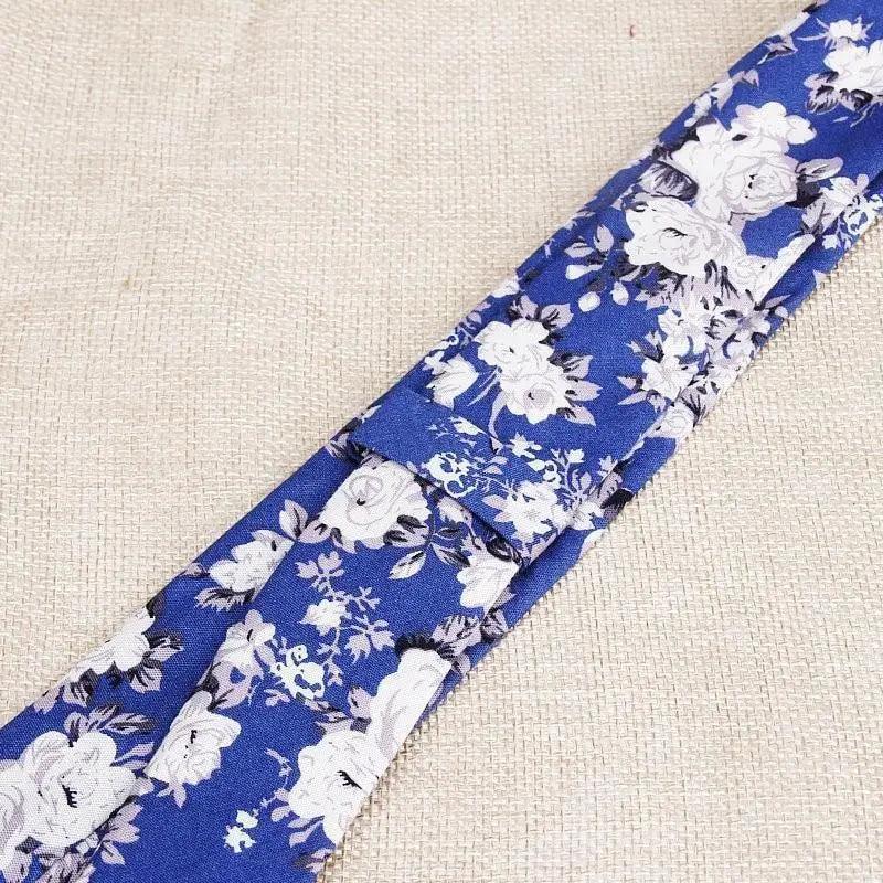 Luxury Flower Handmade Cotton Ties For Men Classic Colorful Printed Floral Designs Necktie For Wedding