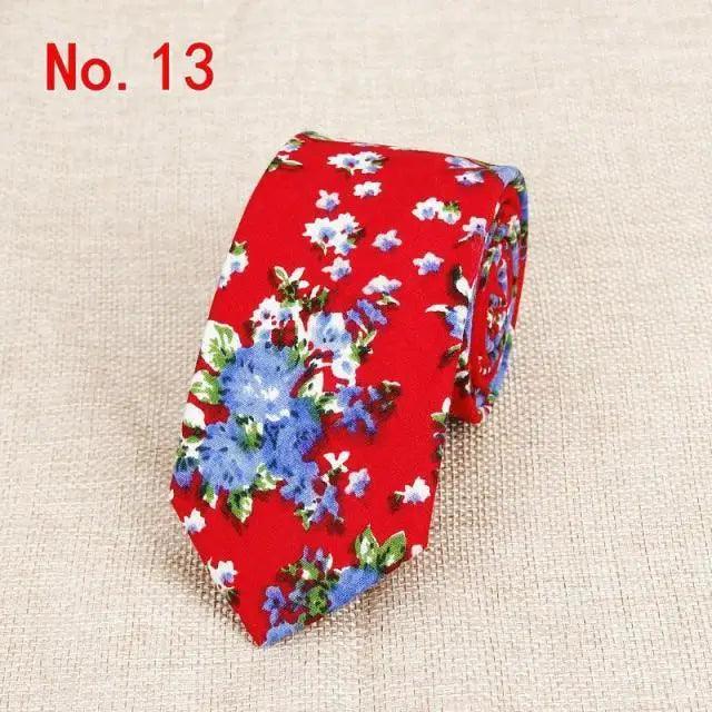 Luxury Flower Handmade Cotton Ties For Men Classic Colorful Printed Floral Designs Necktie For Wedding