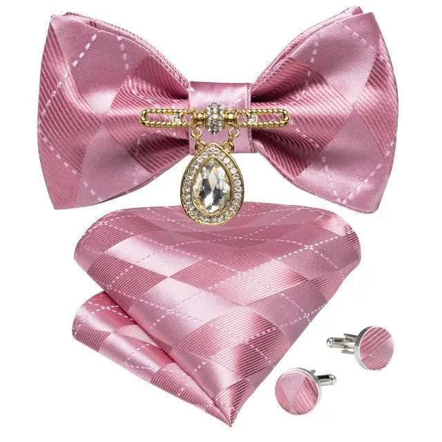 Luxury Pink Solid Men Bow Tie Silk Business Wedding Elegant Bowtie For Men Unique Desing For Every Occasion