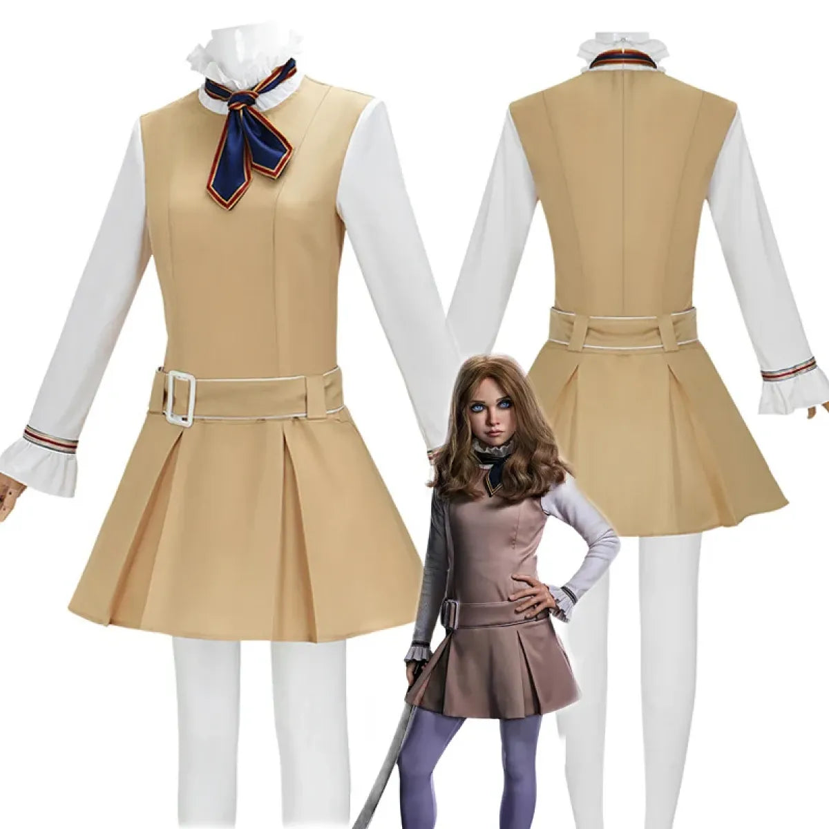 M3GAN 2.0 Cosplay Dress β Brown Uniform Set for Women & Girls