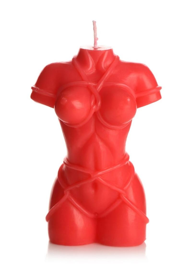 Bound Goddess Drip Candle Red Sculpted Torso Art Candle